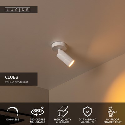 Lucide CLUBS - Ceiling spotlight - 1xGU10 - White